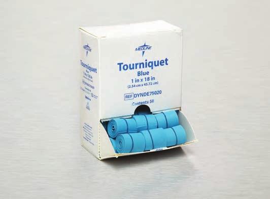 TOURNIQUET 1200/ea Tourniquet, 1 in x 18 in (2.5 cm x 46 cm), Blue, Rolled 12 boxes of 100/ea for a total of 1200 per case.