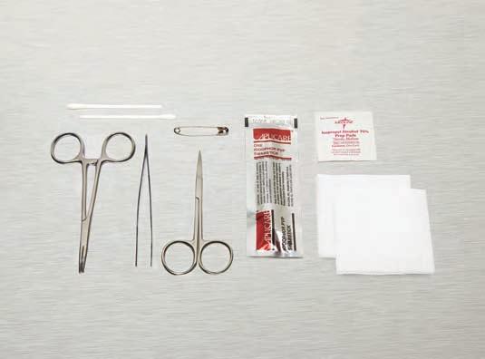 Alcohol Prep Pad 2/ea Cotton Tip Applicator 1/ ea Safety Pin DYNJ07600: 20/cs GENERAL PURPOSE TRAY with COMFORT LOOP INSTRUMENTS 2/ea Gauze 3 in x 3 in