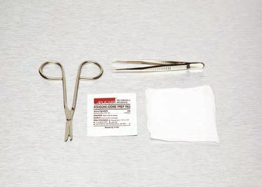 6 cm), 12-ply 1/ea Scissors Littauer WIre 1/ea Adson Thumb Forceps Wire 1/ea PVP Prep
