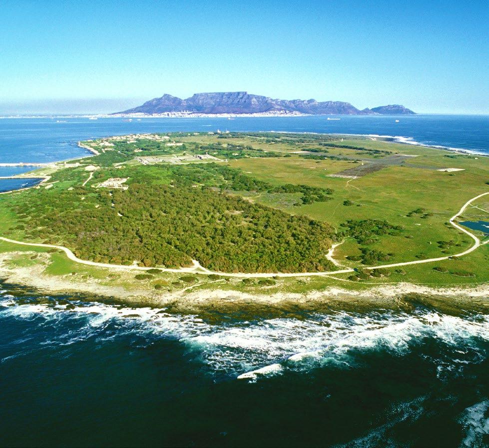 ROBBEN ISLAND Robben Island, easily seen from the rooftop of The Silo Hotel, is situated only 9kms offshore from Cape Town.