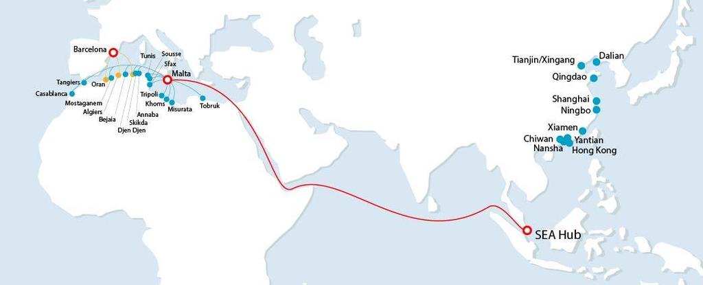 ASIA - MEDITERRANEAN Services NORTH AFRICA Feedering Strong fleet of CMA CGM s dedicated vessels serving all