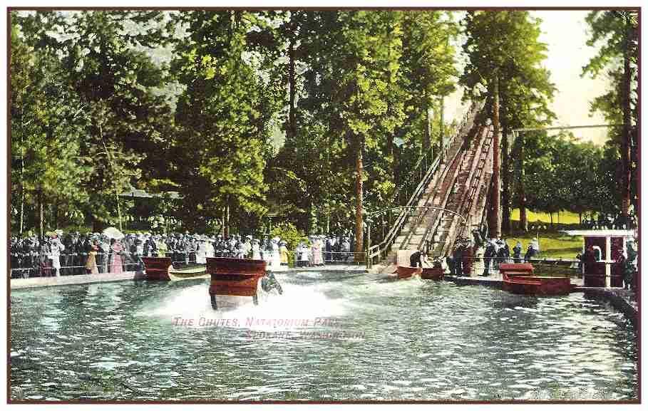 A Shoot the Chutes was added to the Park in 1907. Riders boarded a flat-bottomed boat and they were pulled up a 300 foot long, 100 foot high ramp to a tower at the top of the ride.