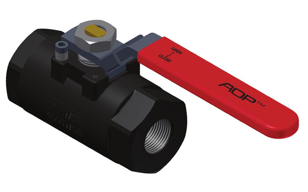 AOP Series B6 Floating Ball Valves FEATURES AND BENEFITS Positively retained stem Adjustable packing 316 stainless steel ball and stem Standard locking handle Actuator mounting pad