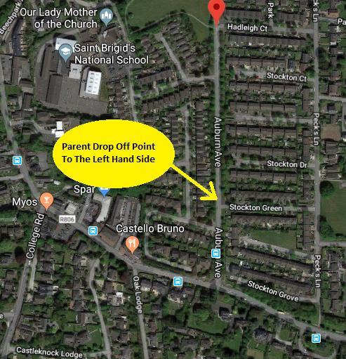 Taxis Taxis are to drop off at a designated area on the Castleknock Road (after the junction off Auburn Avenue) unless they are carrying disabled passenger(s) with a pass.