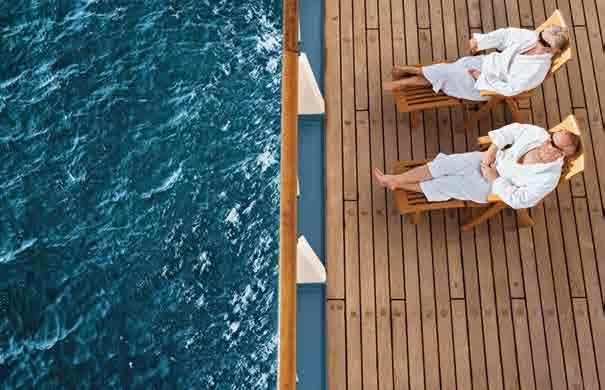 TRANSOCEANIC VOYAGES Reconnect and recharge as you experience the sublime pleasures of an ocean crossing. Bow points to an invisible shore.