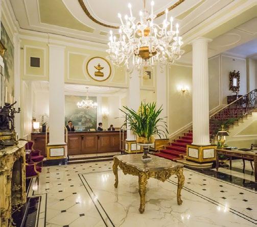 With gleaming marble floors, white Doric columns and gilded antique furnishings Bologna s Grand Hotel Majestic già Baglioni is certainly a rich