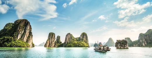 southeast asia & getaway cruises Drift down the tranquil emerald green waters of Vietnam s Halong Bay, past thousands of islands blanketed with rainforests.