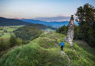 Ruins of Lipnica Castle with views towards the