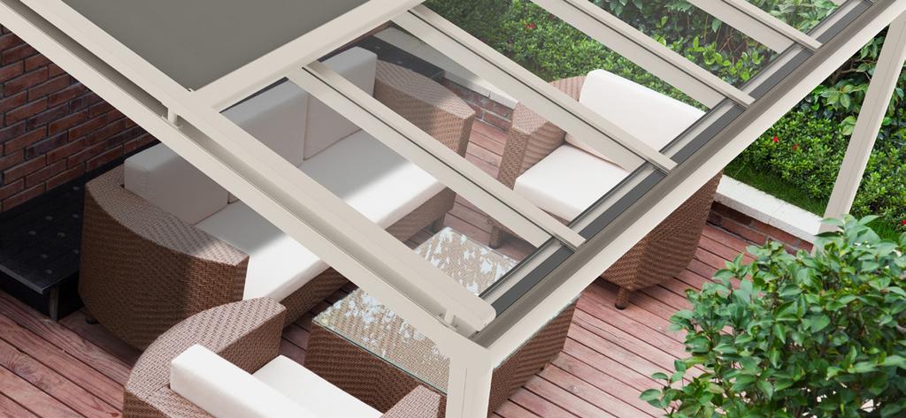 *Products depicted in combination with the Piazza patio roof Solidare Veranda & Verso, Veranda & Verso This is the core element of the Solidare-system, available in two versions.