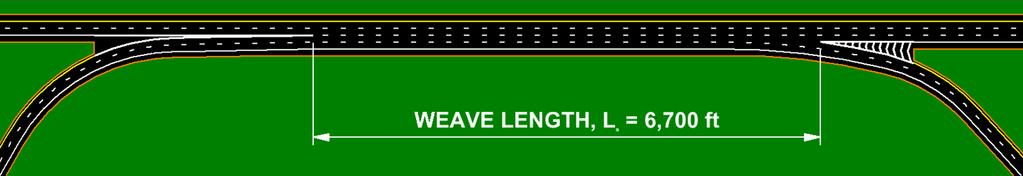 WEAVE EXAMPLE 2 In cases where the actual weave length is greater than the maximum weave length, prvide the fllwing HCS Basic Freeway Segment (BFS) analysis f the mainline