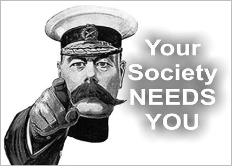 Time to spare? Want a Job? Interested in supporting the Society in a more practical way?