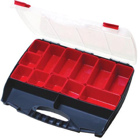 Adjustable dividers up to 15 compartments with 5 large and 5 small removable inserts in the