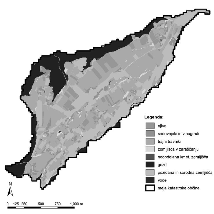 Revija za geografijo - Journal for Geography, 9-1, 2014 Preglednica 2: Kategorije in deleži rabe tal v katastrski občini Lovrenc na Pohorju.