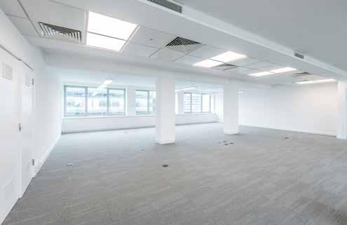 SPECIFICATION Air conditioning Full access raised floor Metal tiled suspended ceiling (on larger floors) LED lighting 6 x12 person passenger lifts Dedicated goods lift Car parking On site café On