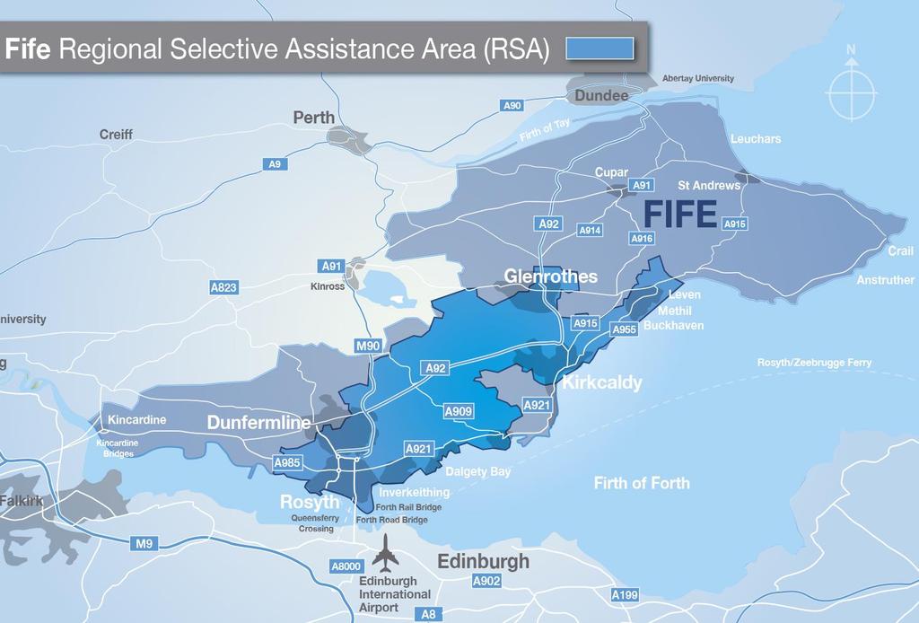 Excellent Support Package Financial Assistance Regional Selective Assistance (RSA) encourages investment creating jobs in Scotland Fife is the major area within Edinburgh City Region that is eligible