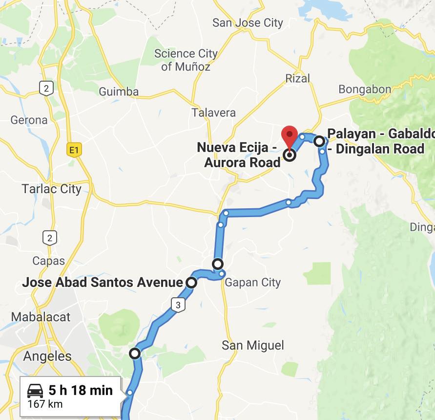 STAGE MAP Quezon City - Palayan City 157.