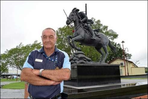 Article Fraser Coast Chronicle Thursday 1 March 2018 JOINING THE TRAIL: Hervey Bay RSL Sub- Branch President Brian Tidyman in front of the Light Horse Statue at Freedom Park.