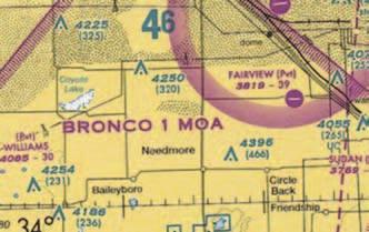 MOA can be found on the sectional chart, and the automated flight service station (AFSS) should be consulted concerning the active times of this airspace.