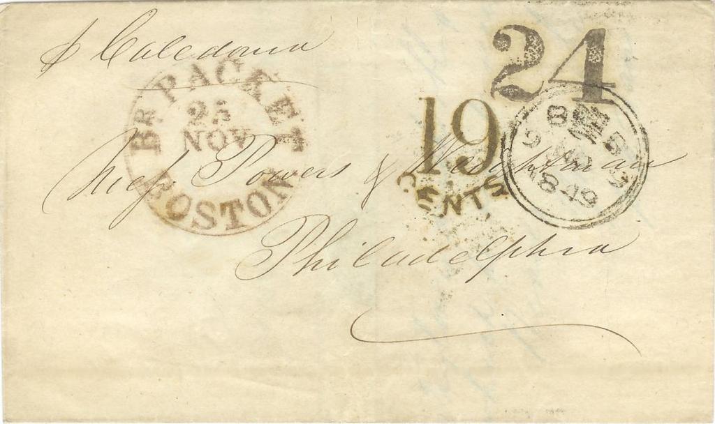 US-British Treaty of 1848 Pre- Philadelphia Exchange Office, 1849-1853 Sent unpaid