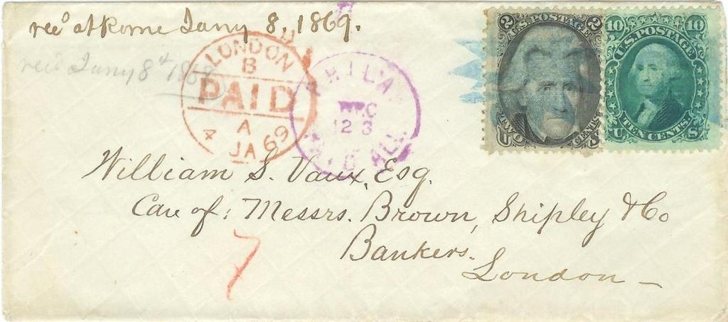 Philadelphia Foreign Mail Cancels 1865 1880s