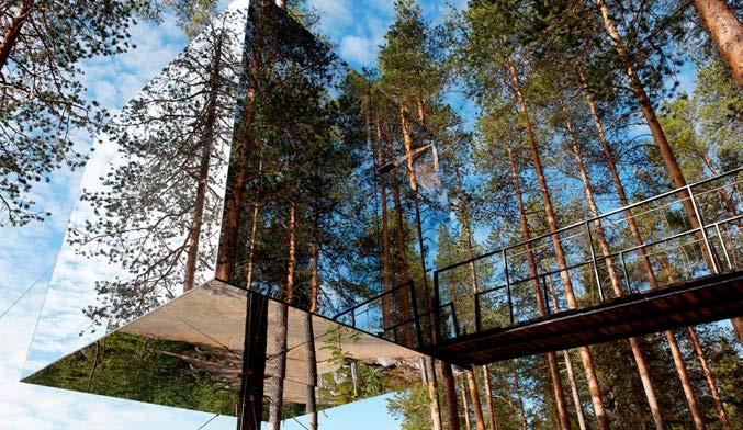 Profits from the hotel go to a local wildlife conservation center. From Kenya, you ll travel to Harads, in northern Sweden. There you ll find the Treehotel a hotel made up of strange tree houses.