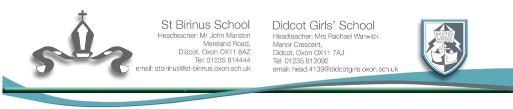 SCHOOL BUS SERVICES 2017/18 (as at 4 th June 2018) Didcot Girls School and St Birinus School are committed to ensuring our students receive a safe and reliable transport service to school.