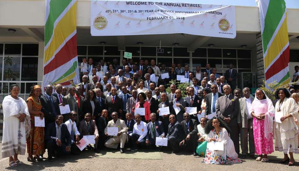 Retired and Long Serving Employees Honored at Employees Annual Service Anniversary and Retirees Day Ethiopian recognized and appreciated retired and long-serving employees at Employees Annual