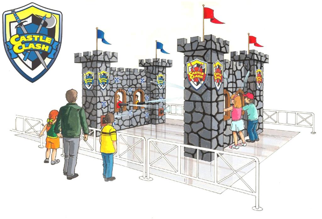 CASTLE CLASH FAMILY FUN LOW OPERATING & MAINTENANCE COSTS FUN UNIQUE EXCITING CASTLE CLASH is a fun and exciting attraction that allows participants to test their skill and luck, while battling