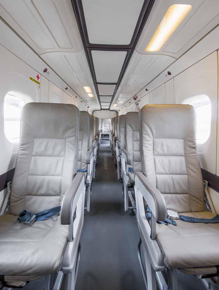 Rectangular cross-section the basis for best comfort and space The Dornier 228 is a leader not only in terms of productivity, safety, reliability and up-to-date technology, but also comfort.