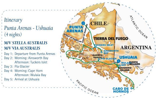 Itinerary 1: Punta Arenas Ushuaia Route (4 nights) Day 1 - Punta Arenas Check in at 990 Magallanes St.