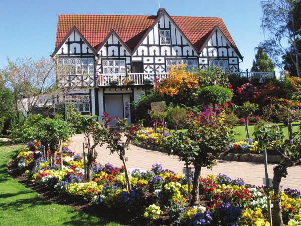 buildings and gardens in this English village -