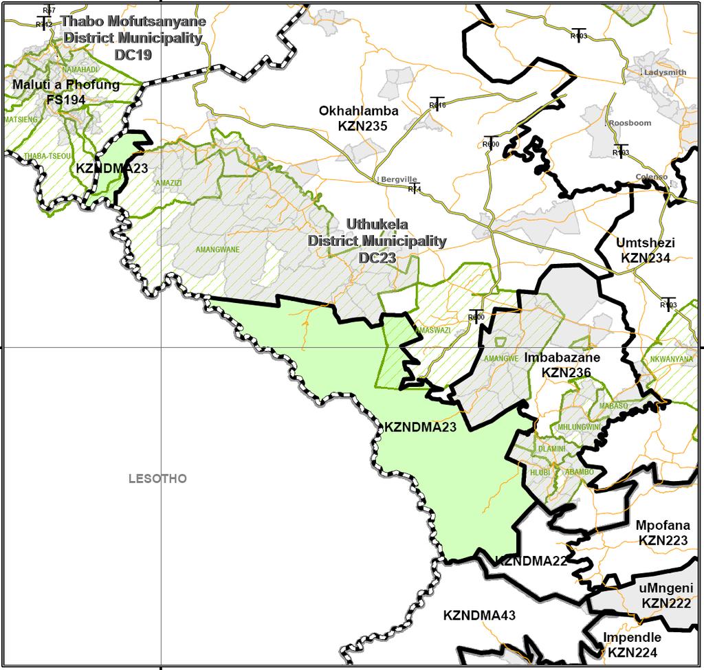 45 KZN DC23: Proposed inclusion of the upper western portions and the southern portion into