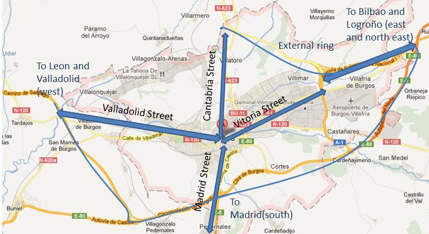 1.3 Transport and mobility infrastructure offered The basic road network of the area is comprised by big roads, as it was explained as it is in the middle of two main axes in the northern Spain: