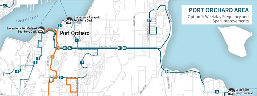 Port Orchard/South Kitsap: What We Heard Ensure Route 4 and 5 connect with 6:30 am foot ferry