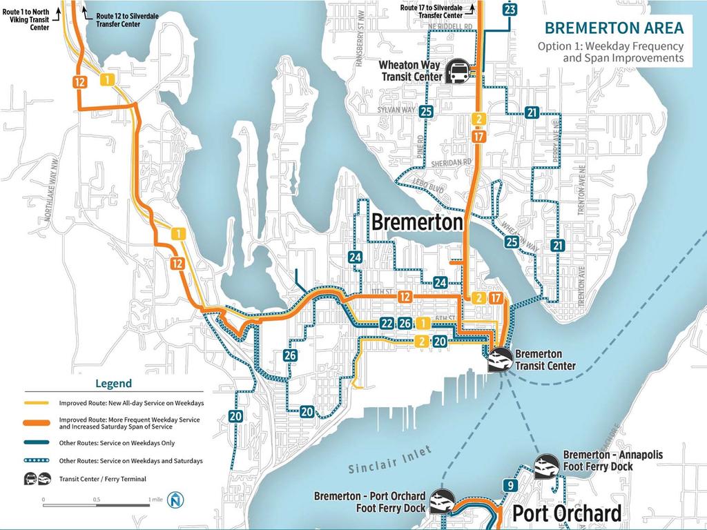Bremerton: What We Heard Support for more frequent connections to Silverdale Support for new transfer location at WinCo Provide later weekday service Add Saturday service for Route 23 Ensure combined