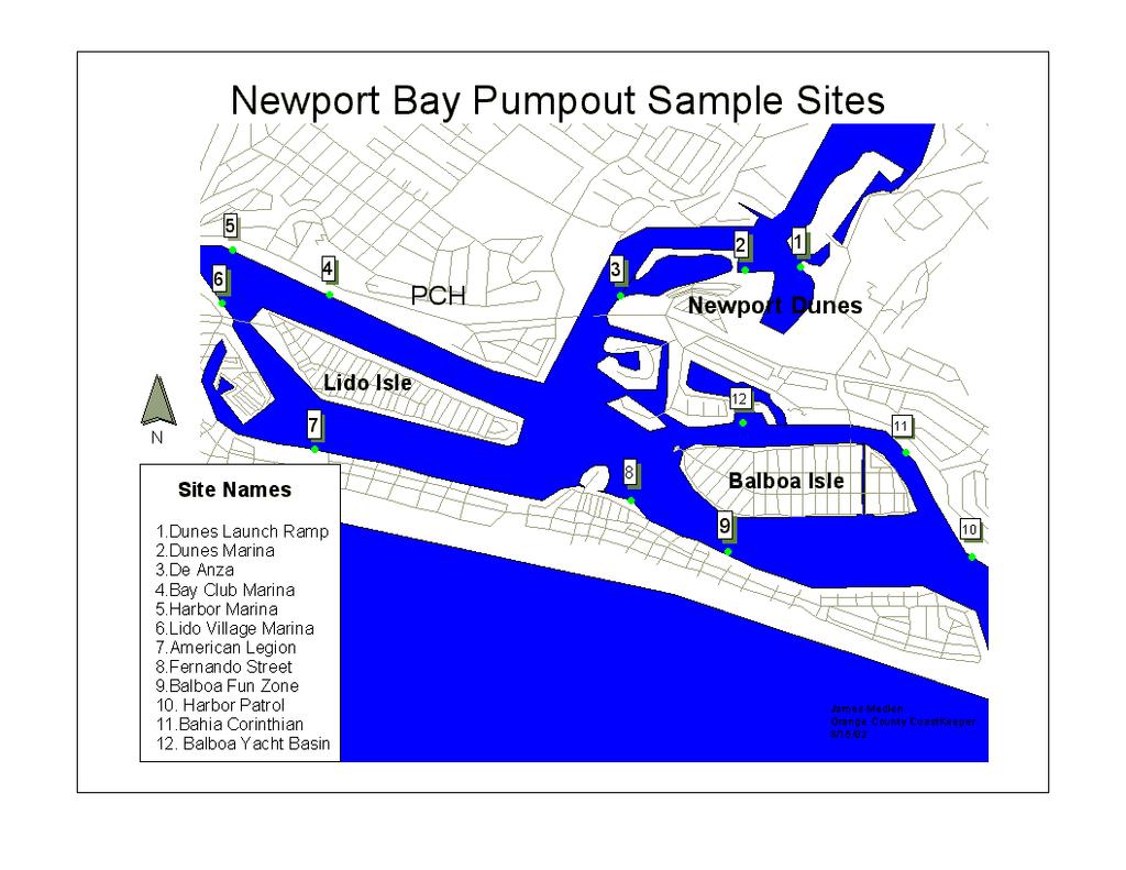 Newport Harbor Sampling Map of