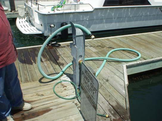 work on all four sampling dates. The pumpout station is in poor condition. Photo taken 7/29/02. Bahia Corinthian. Where s the nozzle at the end of the hose?
