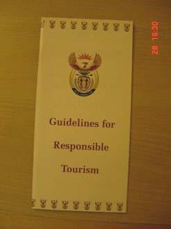 National Generic Guidelines DEAT 2001 National Generic Guidelines for Responsible Tourism Trade associations, places and activities