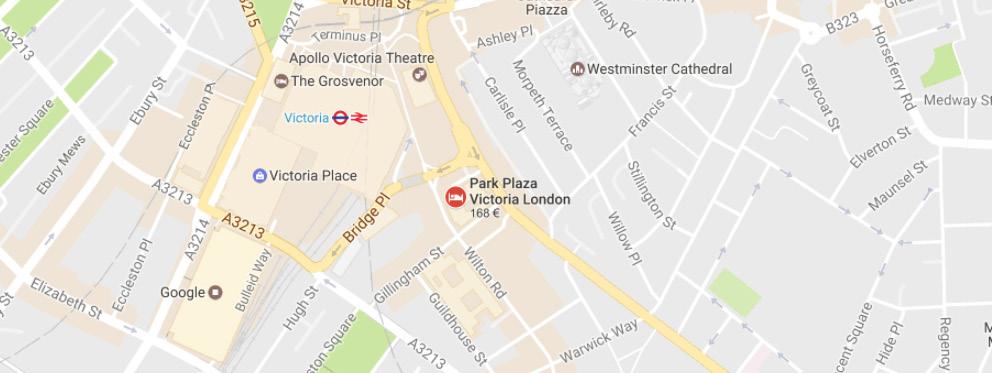 How to reach the conference venue Venue Park Plaza Victoria London - 239 Vauxhall Bridge Road - London, United Kingdom The Park Plaza Victoria London is centrally located just two minutes from