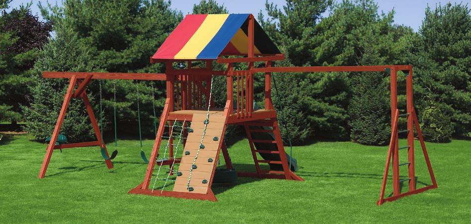 Wave Slide Rock Wall Stairs with Rail Tire Swing Baby