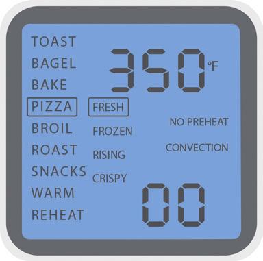 L i g h t s : No Preheat, Turbo, Convection 9. Function knob 10. Temperature knob 11. Cooking light 12. Time knob and Start/Stop button 13.