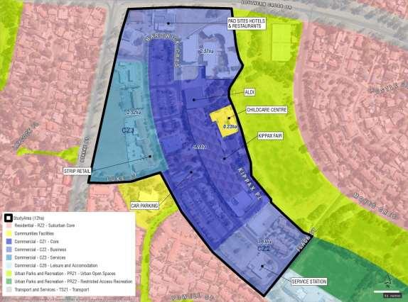 KIPPAX GROUP CENTRE ZONING AND LAND TAKE MAP