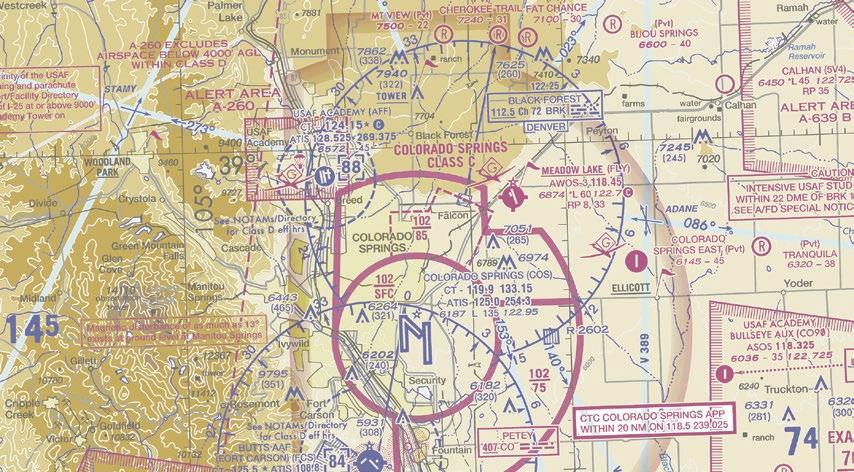 VFR PROCEDURES: ARRIVALS OVER MONUMENT NORTH OF MONUMENT CONTACT SPRINGS APPROACH 118.5 8,500MSL MONUMENT N39 05 32.57 W104 51 43.19 USAFA (KAFF) N38 58 24.21 W104 49 12.
