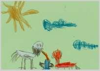 Slika 72: Risba na temo basni Lisica in štorklja Tilen (6 let) TILEN