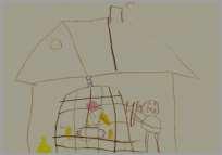 Slika 77: Risba na temo basni O goski, ki je legla zlata jajca Tilen (6 let) TILEN (6 let): "Če nekaj imaš in ti
