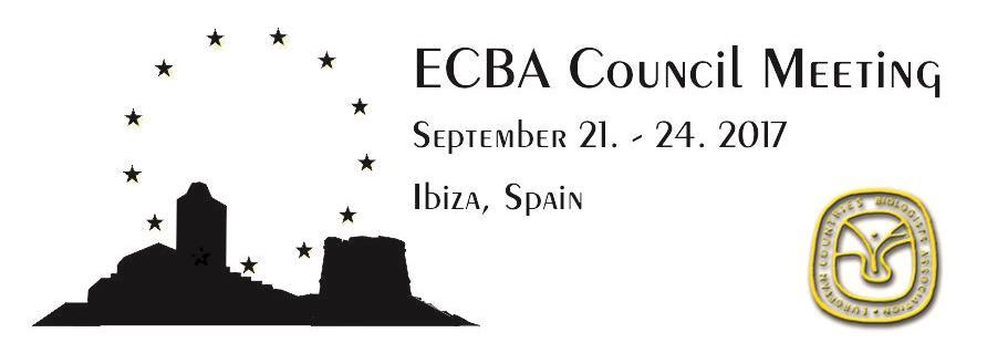 Dear ECBA-Delegates, we are thrilled to invite you to the ECBA Council Meeting 2017 in Sant Antonio de Portmany (Ibiza) from September 21 to 24 2017.