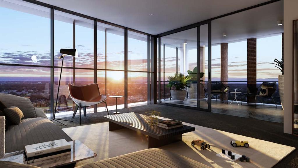 OBSERVE Artist impression Dramatic walls of floor-to-ceiling glass flood the apartments with natural light and allow the alluring views to take centre stage from every vantage point.