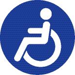 The blue symbol represents step-free access from street to train and the white symbol