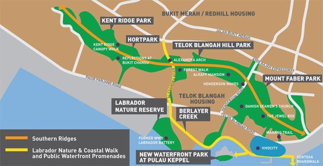 MORE FUN AND GREEN SPACES IN THE CENTRAL REGION Expanding the Southern Ridges With the opening of the Labrador Nature & Coastal Walk on 2 Jan 2012, nature lovers can now