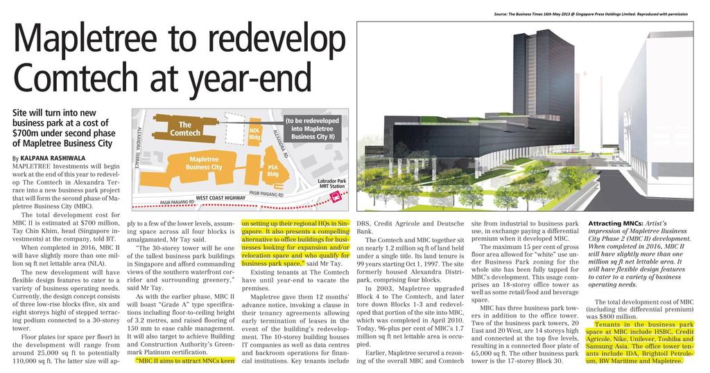 MBC II aims to attract MNCs keen on setting up their regional HQs in Singapore.